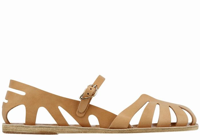 Ancient Greek Sandals Apollonia Leather Fisker Sandaler Dame Beige | OJP9376IH