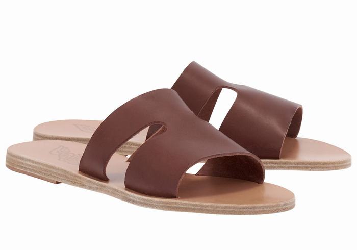 Ancient Greek Sandals Apteros Slidesandaler Dame Kaffe | OIA7940QL