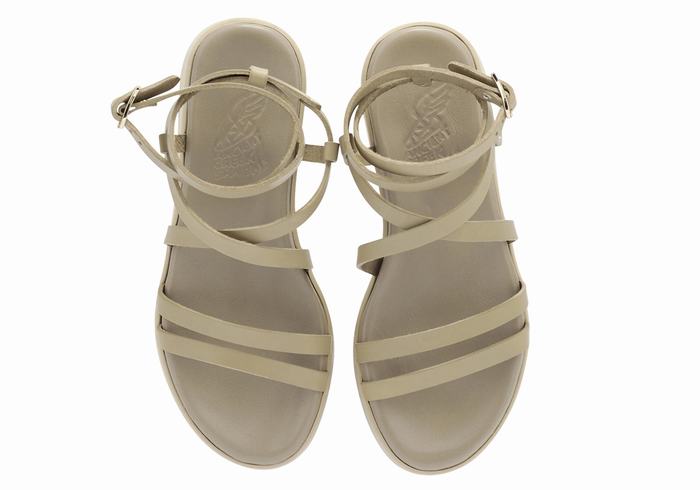 Ancient Greek Sandals Aristea Leather Platåsandaler Dame Grå Brune | MFQ4432XQ