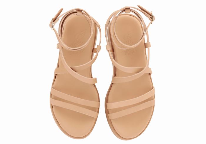 Ancient Greek Sandals Aristea Leather Platåsandaler Dame Beige | YUF316MW