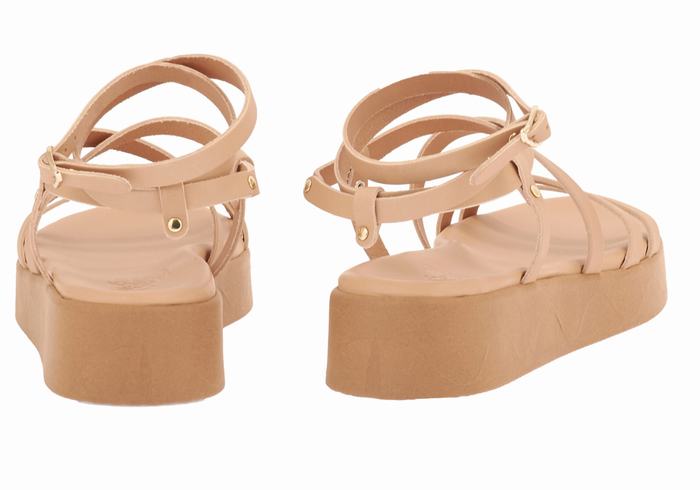 Ancient Greek Sandals Aristea Leather Platåsandaler Dame Beige | YUF316MW