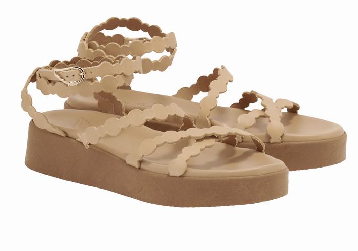 Ancient Greek Sandals Aspis Leather Platåsandaler Dame Beige | PPS3394EU