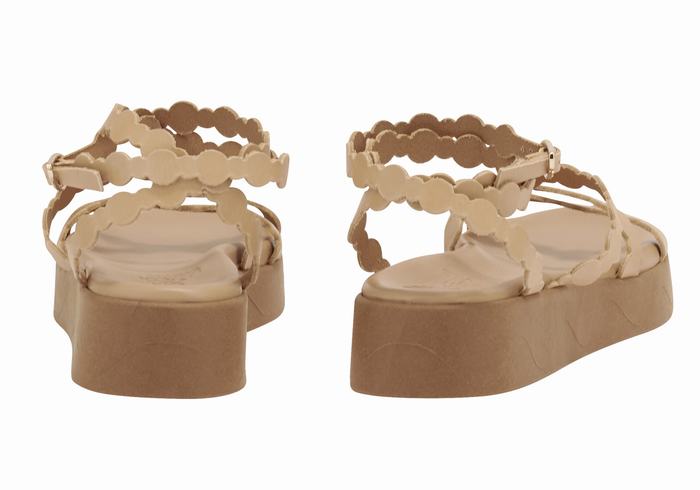 Ancient Greek Sandals Aspis Leather Platåsandaler Dame Beige | PPS3394EU