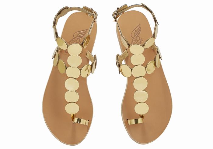 Ancient Greek Sandals Asteras Leather Sandaler Med Tåstolper Dame Gull | LJP425VX