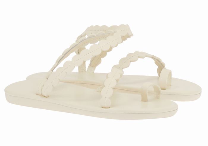 Ancient Greek Sandals Aura Sandaler Med Tåstolper Dame Hvite | THP6420LQ