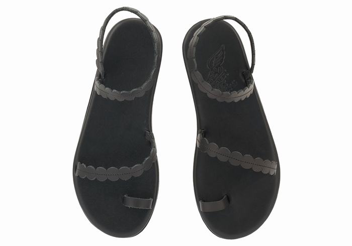 Ancient Greek Sandals Aura Sandaler Med Tåstolper Dame Svarte | JVP155TE