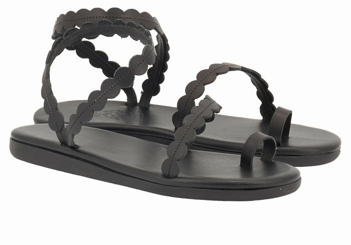 Ancient Greek Sandals Aura Sandaler Med Tåstolper Dame Svarte | JVP155TE