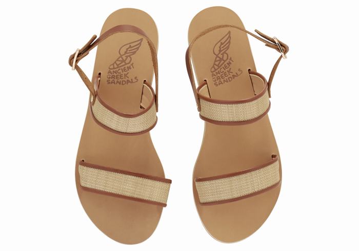 Ancient Greek Sandals Clio Casual Sandaler Dame Beige Brune | WHT8795DI