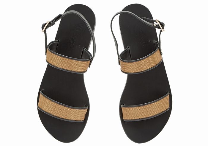 Ancient Greek Sandals Clio Casual Sandaler Dame Brune Svarte | YGF3927VN