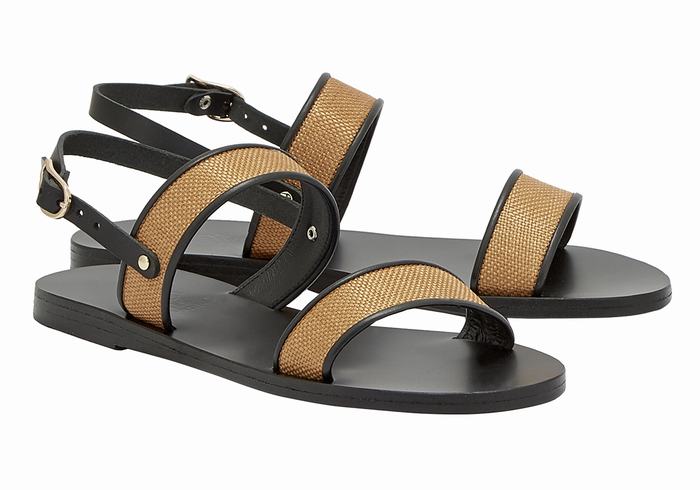 Ancient Greek Sandals Clio Casual Sandaler Dame Brune Svarte | YGF3927VN