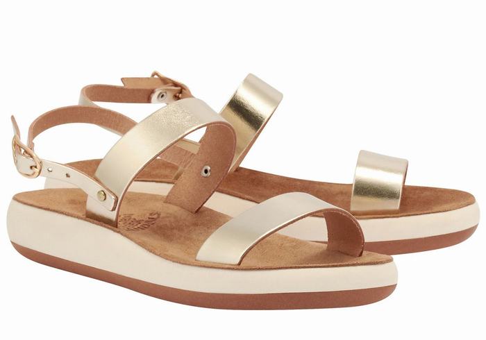 Ancient Greek Sandals Clio Comfort Casual Sandaler Dame Gull Hvite | SIK817MZ