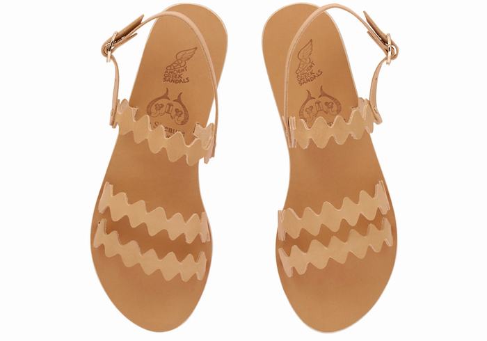 Ancient Greek Sandals Clio Onda Sandaler Med Ryggreim Dame Beige | VHT9644TT