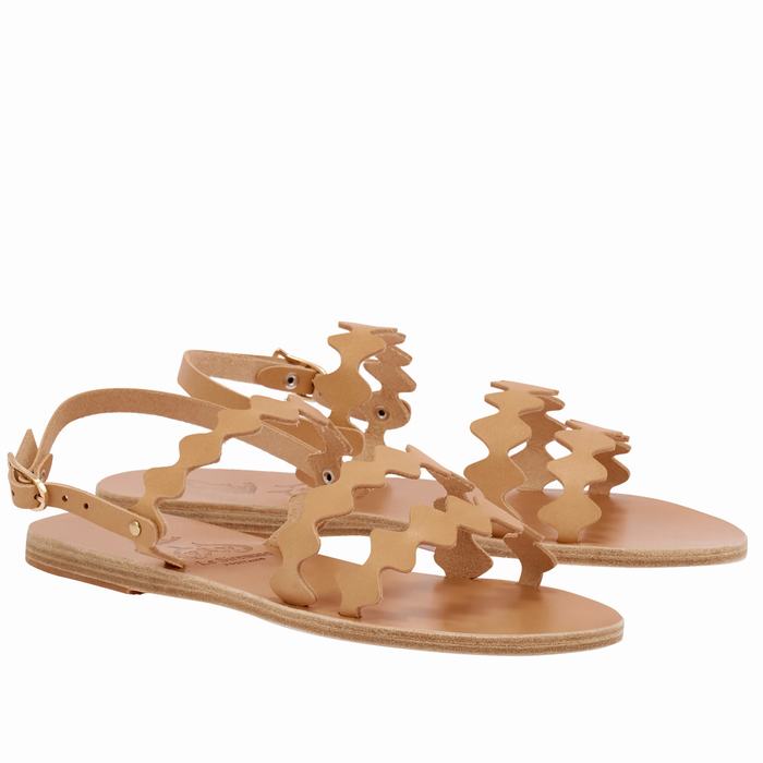 Ancient Greek Sandals Clio Onda Sandaler Med Ryggreim Dame Beige | VHT9644TT