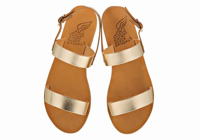 Ancient Greek Sandals Clio Sandaler Med Ryggreim Dame Gull Hvite | BVM3691FE