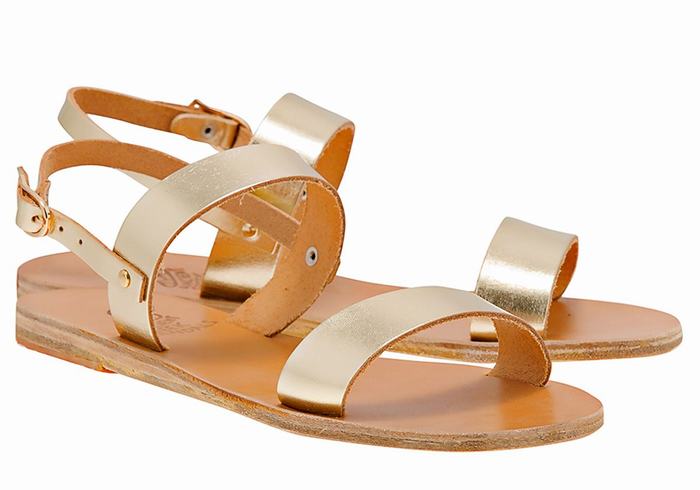 Ancient Greek Sandals Clio Sandaler Med Ryggreim Dame Gull Hvite | BVM3691FE