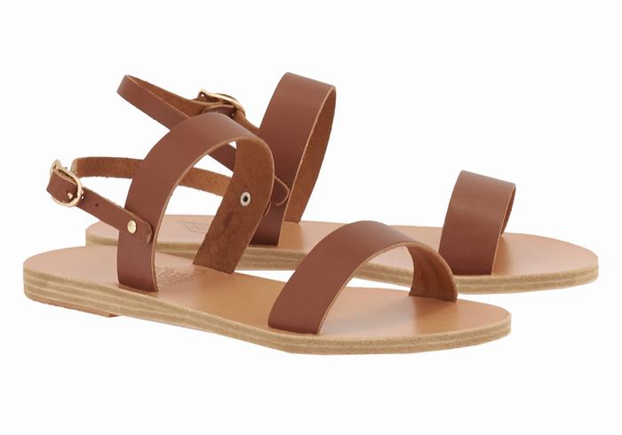 Ancient Greek Sandals Clio Sandaler Med Ryggreim Dame Mørke Brune | WQR5121JX