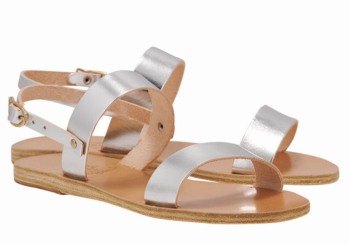 Ancient Greek Sandals Clio Sandaler Med Ryggreim Dame Sølv | GBI10055FQ