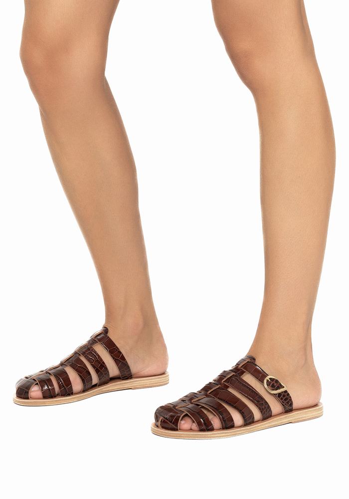 Ancient Greek Sandals Cosmia Fisker Sandaler Dame Mørke Rød Svarte | XWJ4423VA