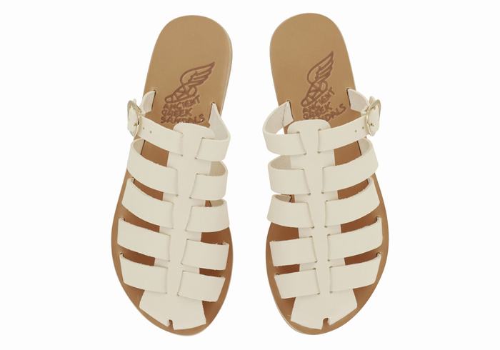 Ancient Greek Sandals Cosmia Fisker Sandaler Dame Hvite | SNO326EK