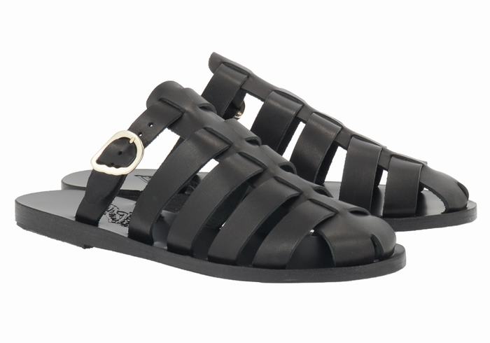 Ancient Greek Sandals Cosmia Fisker Sandaler Dame Svarte | YDC5837FW