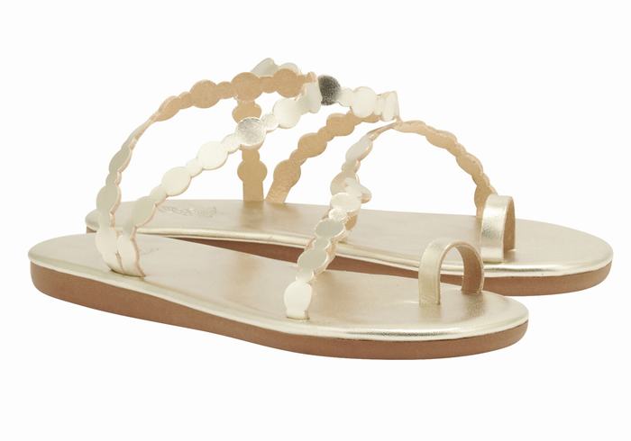 Ancient Greek Sandals Cronos Sandaler Med Tåstolper Dame Gull Hvite | JNA753BU