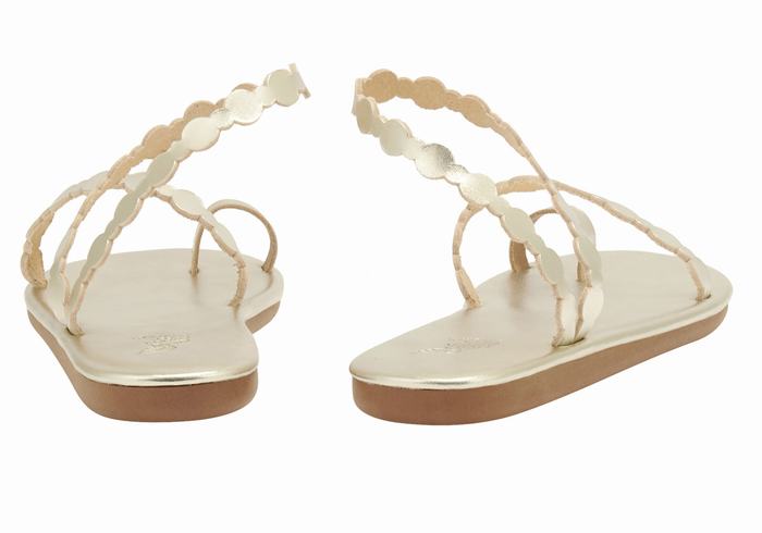 Ancient Greek Sandals Cronos Sandaler Med Tåstolper Dame Gull Hvite | JNA753BU