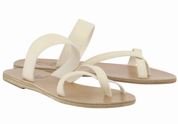 Ancient Greek Sandals Daphnae Leather Slidesandaler Dame Hvite | ISO4063HW