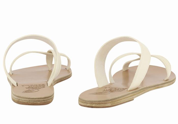 Ancient Greek Sandals Daphnae Leather Slidesandaler Dame Hvite | ISO4063HW