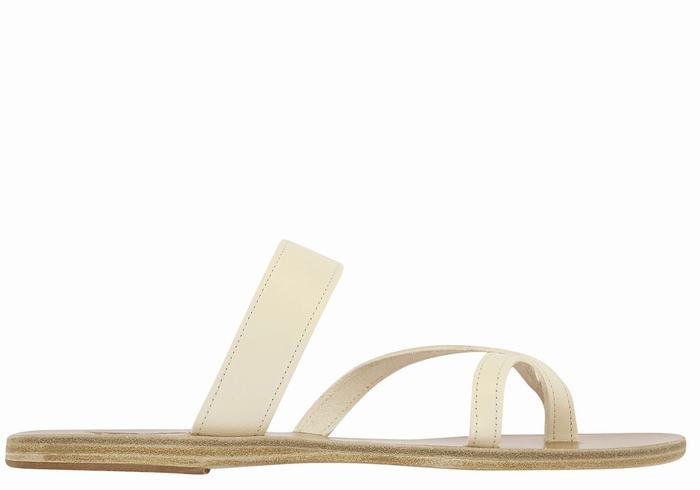 Ancient Greek Sandals Daphnae Leather Slidesandaler Dame Hvite | ISO4063HW