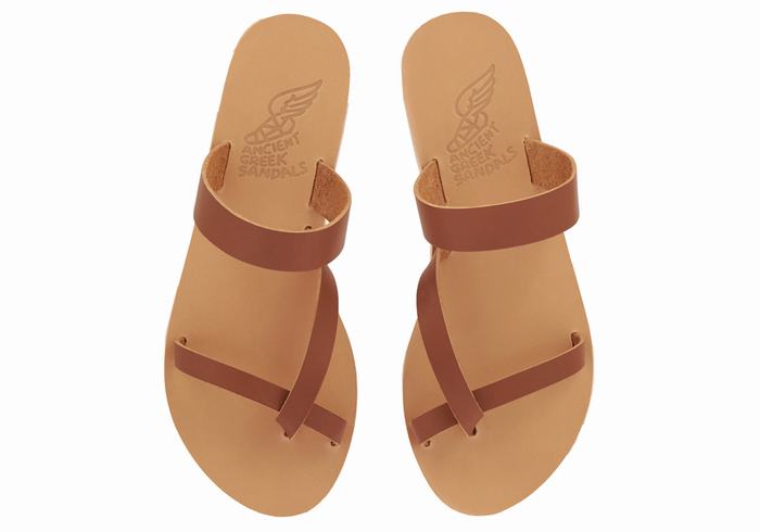 Ancient Greek Sandals Daphnae Leather Slidesandaler Dame Mørke Brune | BET4992AR