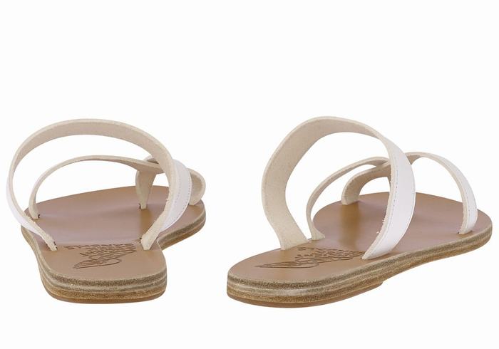 Ancient Greek Sandals Daphnae Leather Slidesandaler Dame Hvite | PNY8228EP