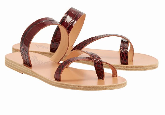 Ancient Greek Sandals Daphnae Slidesandaler Dame Mørke Rød Svarte | WZS4551LS