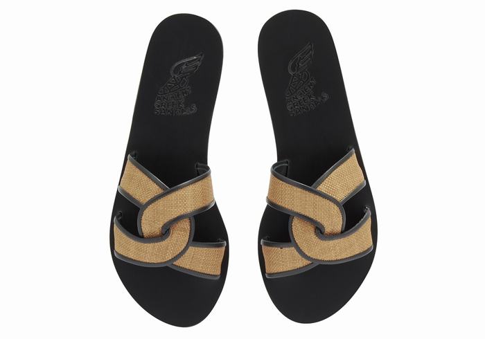 Ancient Greek Sandals Desmos Slidesandaler Dame Brune Svarte | WWR6468HK