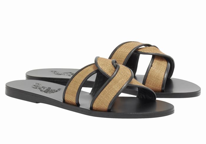 Ancient Greek Sandals Desmos Slidesandaler Dame Brune Svarte | WWR6468HK