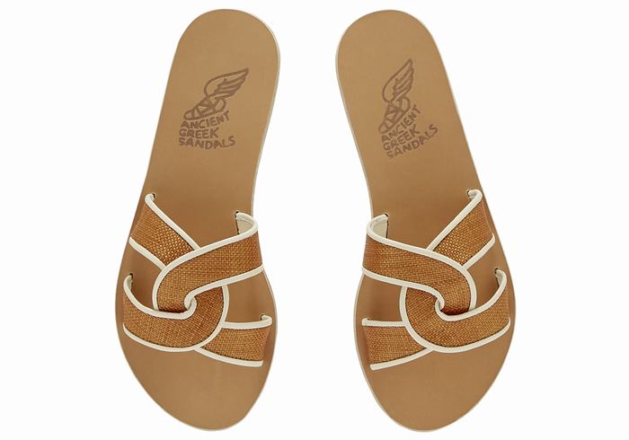 Ancient Greek Sandals Desmos Slidesandaler Dame Brune Hvite | MOO6846GS