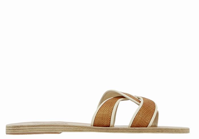 Ancient Greek Sandals Desmos Slidesandaler Dame Brune Hvite | MOO6846GS