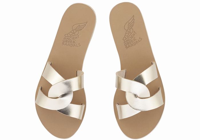 Ancient Greek Sandals Desmos Slidesandaler Dame Gull Hvite | WJX5616LL