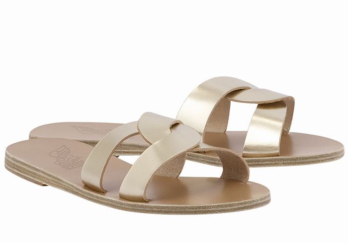 Ancient Greek Sandals Desmos Slidesandaler Dame Gull Hvite | WJX5616LL