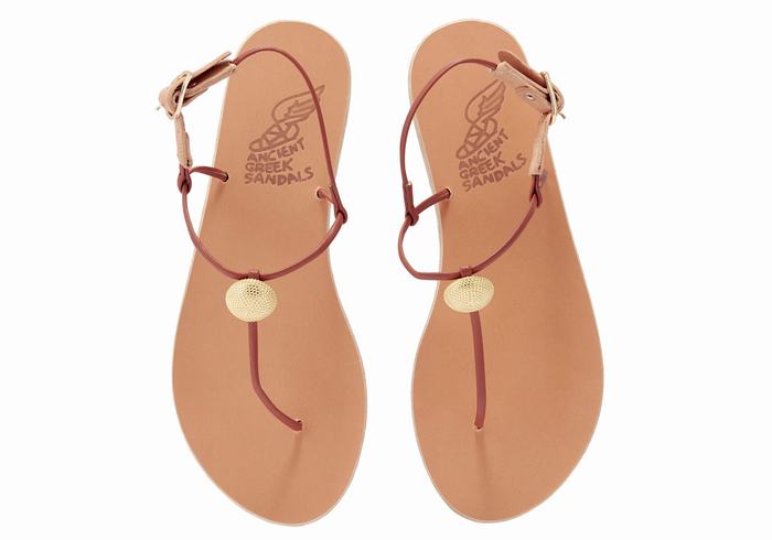 Ancient Greek Sandals Dimitra Flip Flop Sandaler Med Ryggreim Dame Rød | ZGJ7092DK