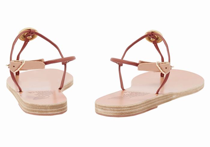 Ancient Greek Sandals Dimitra Flip Flop Sandaler Med Ryggreim Dame Rød | ZGJ7092DK