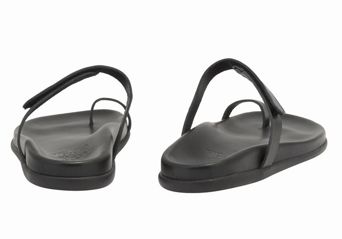 Ancient Greek Sandals Dokos Sandaler Med Tåstolper Dame Svarte | VDF1481SV