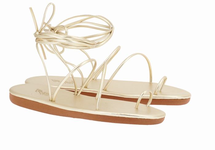 Ancient Greek Sandals Du Sandaler Med Tåstolper Dame Gull Hvite | OOO3265BB