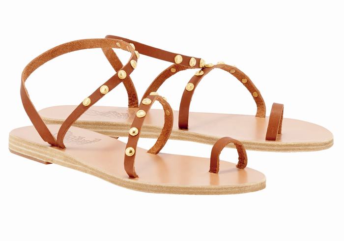 Ancient Greek Sandals Eleftheria Bee Sandaler Med Tåstolper Dame Mørke Brune | ISV3332EC