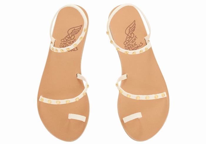 Ancient Greek Sandals Eleftheria Bee Sandaler Med Tåstolper Dame Hvite | BOQ611GA