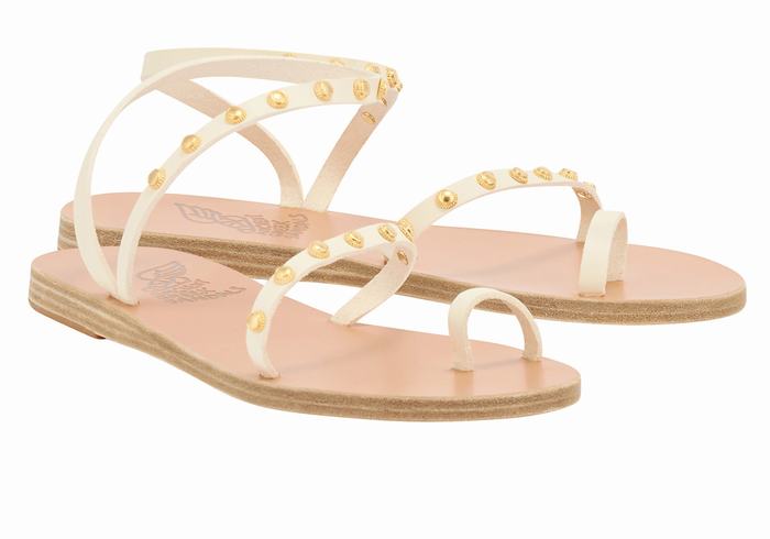 Ancient Greek Sandals Eleftheria Bee Sandaler Med Tåstolper Dame Hvite | BOQ611GA