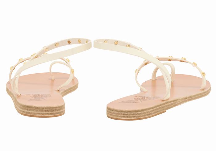 Ancient Greek Sandals Eleftheria Bee Sandaler Med Tåstolper Dame Hvite | BOQ611GA