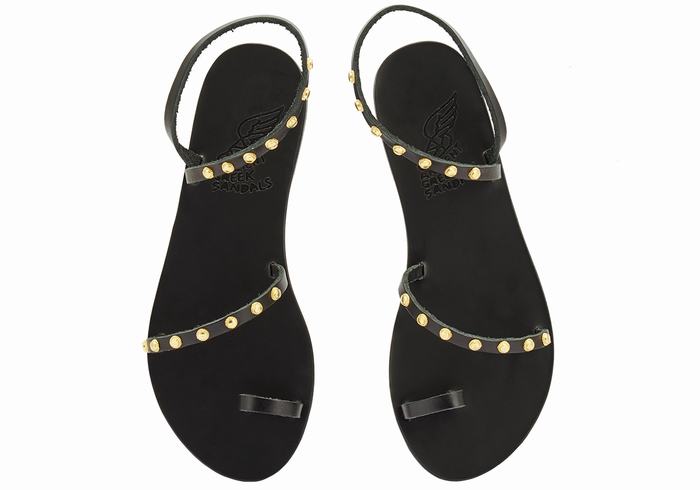 Ancient Greek Sandals Eleftheria Bee Sandaler Med Tåstolper Dame Svarte | BVD7089MH