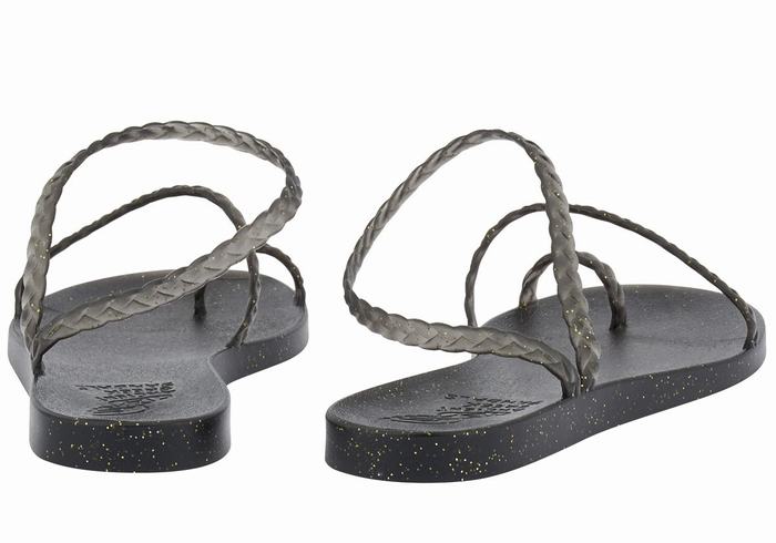 Ancient Greek Sandals Eleftheria Flettede Sandaler Dame Svarte Gull | QRL238EK