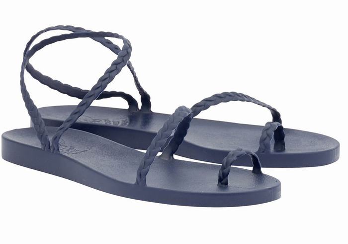 Ancient Greek Sandals Eleftheria Flettede Sandaler Dame Mørke Blå | WOU5549CE