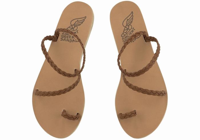 Ancient Greek Sandals Eleftheria Leather Flettede Sandaler Dame Sjokolade | JYP2951NO